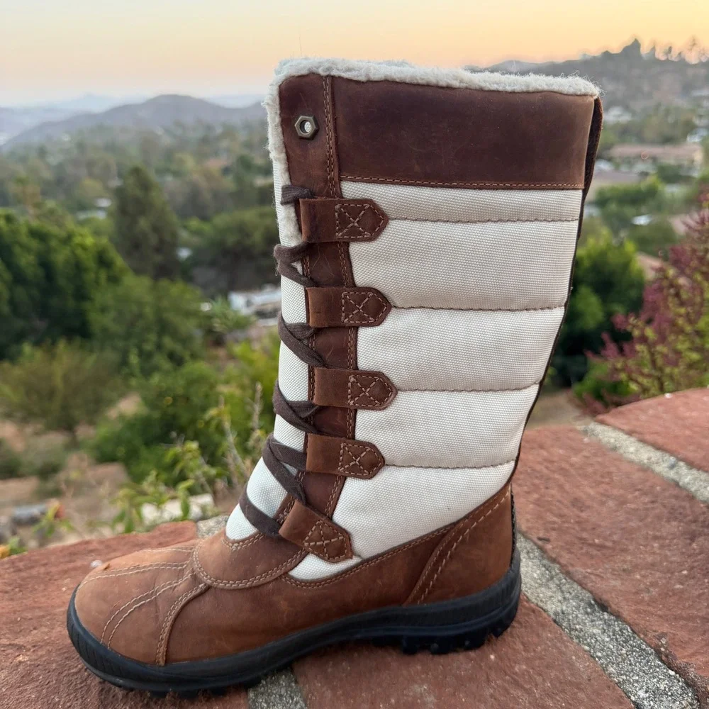 Timberland Mount Hope Waterproof Winter Boot Brown Cream 6910B Women 6 Primaloft
